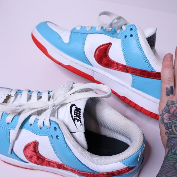 NIKE Dunk Low Unlocked by You Custom Red White Blue Low Cut Casual Men's 7 - Picture 8 of 10